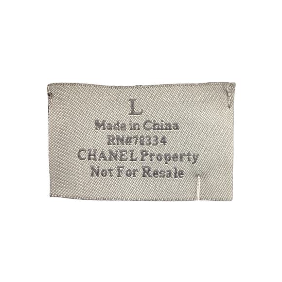 Chanel Top Women’s Size L Satin Trim Stretchy CC Logo On The Quilted Cuffs Black - Picture 6 of 6